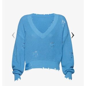 Blue SER O YA distressed sweater, never worn